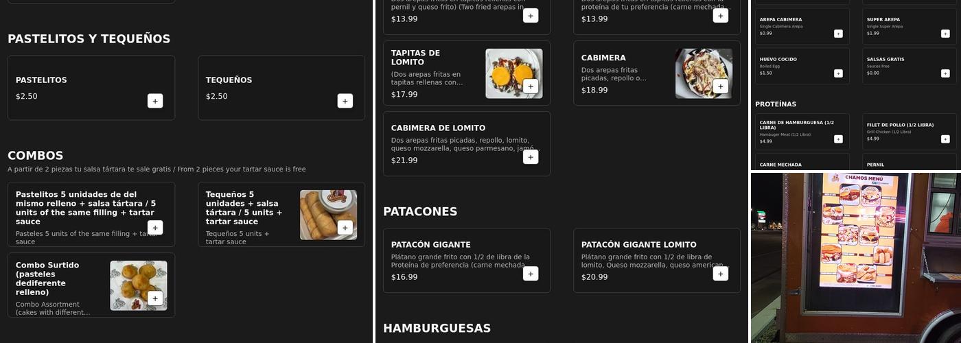 Chamos Venezuelan taste Menu