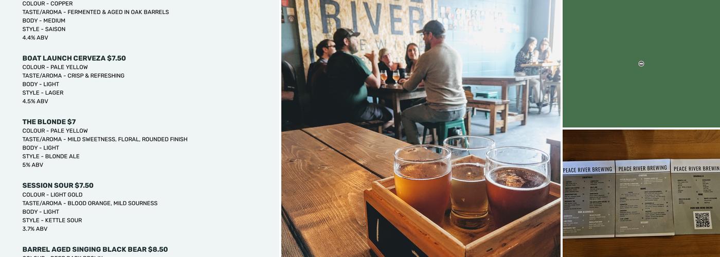 Peace River Brewing Menu