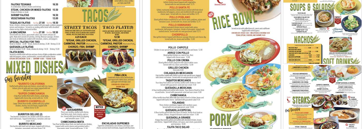 Tequila's Mexican Restaurant Menu