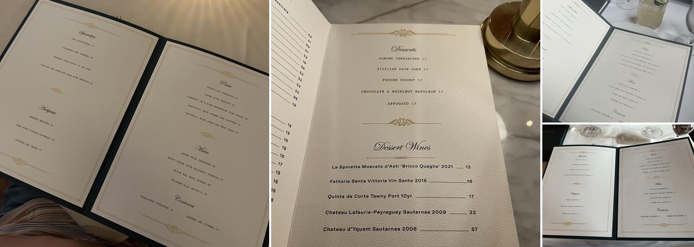 Torrisi Menu