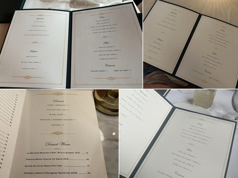 Torrisi Menu