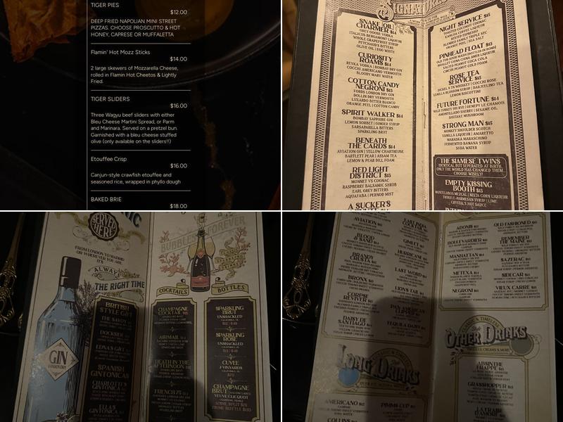 Tiger Bar Menu