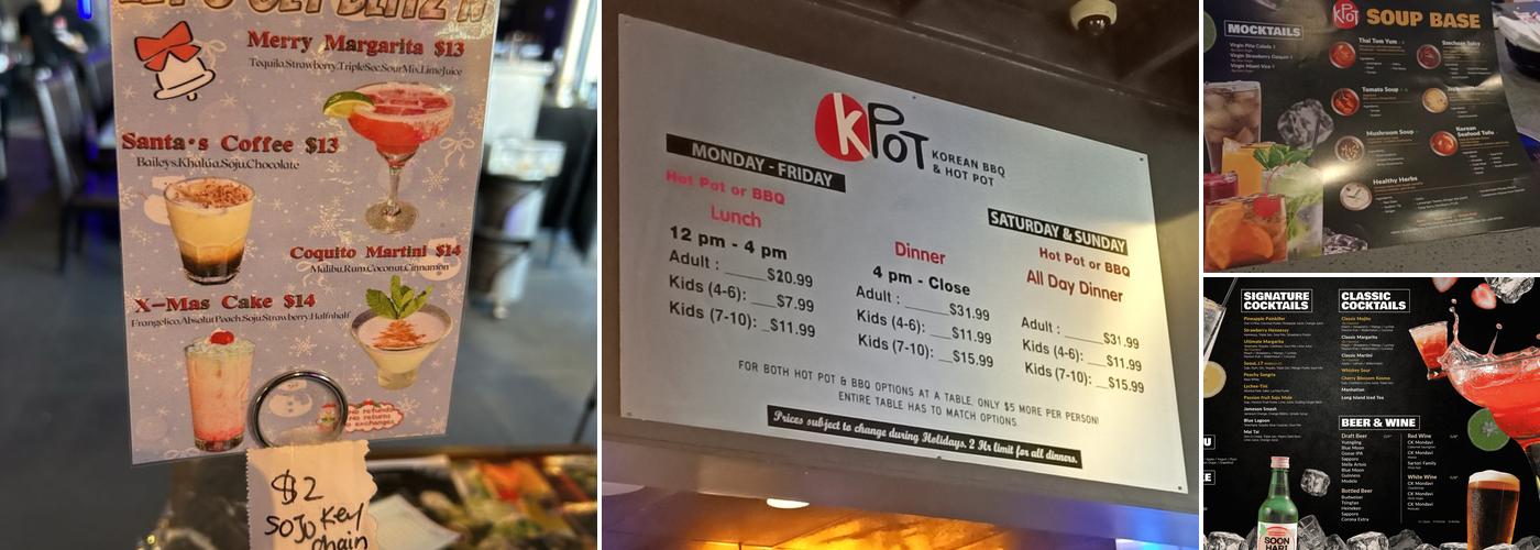 KPOT Korean BBQ & Hot Pot Menu