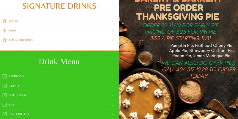 Bolt and Bruizer's Bakery and Barkery Menu