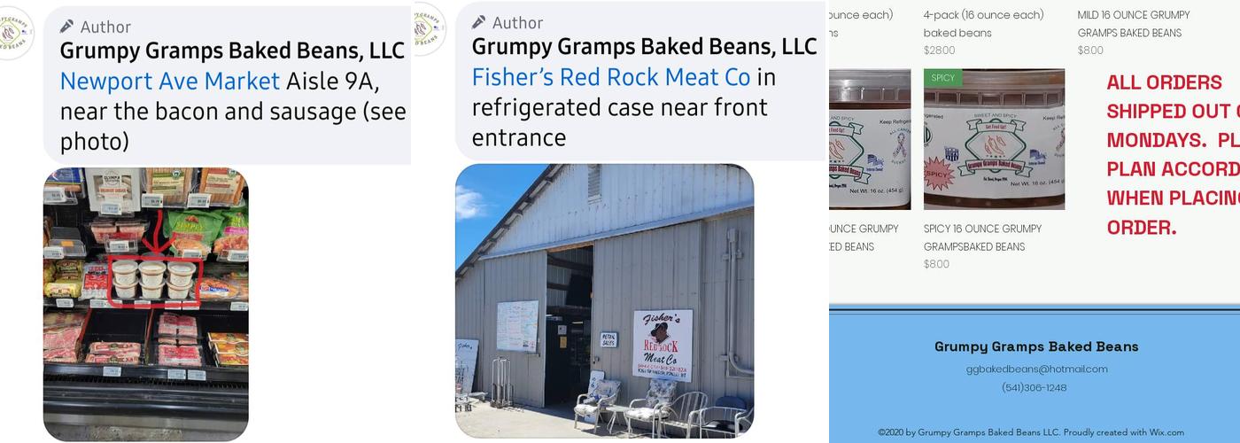 Grumpy Gramps Baked Beans Menu