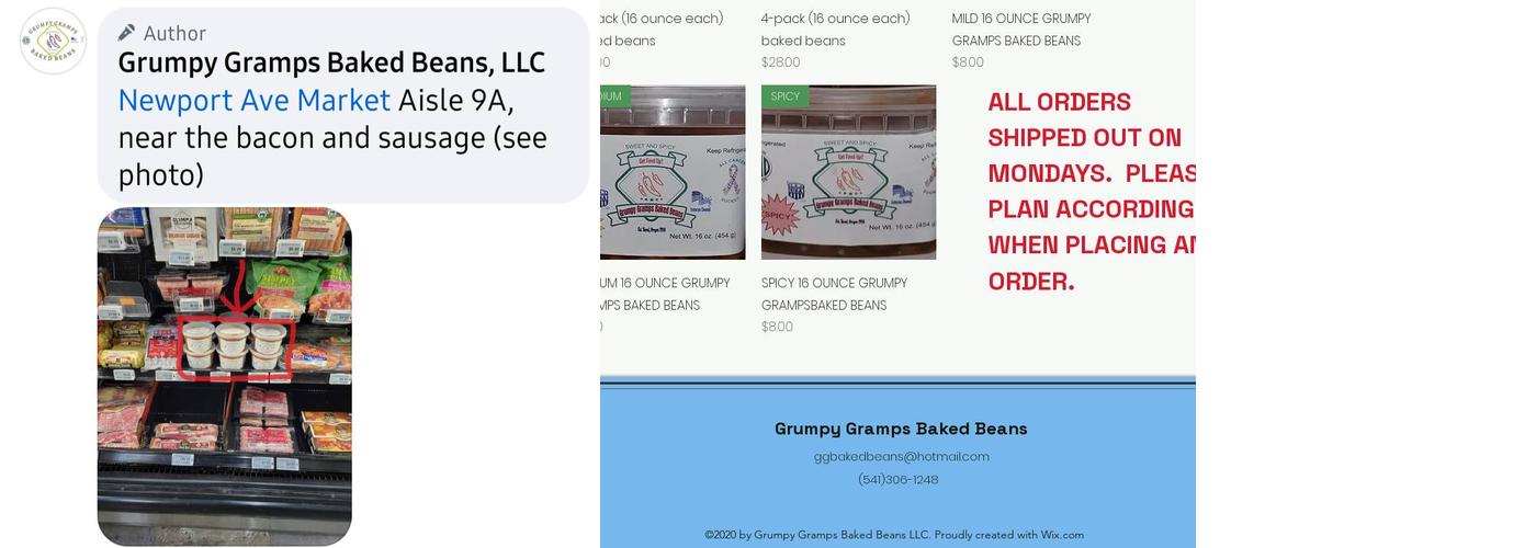 Grumpy Gramps Baked Beans Menu