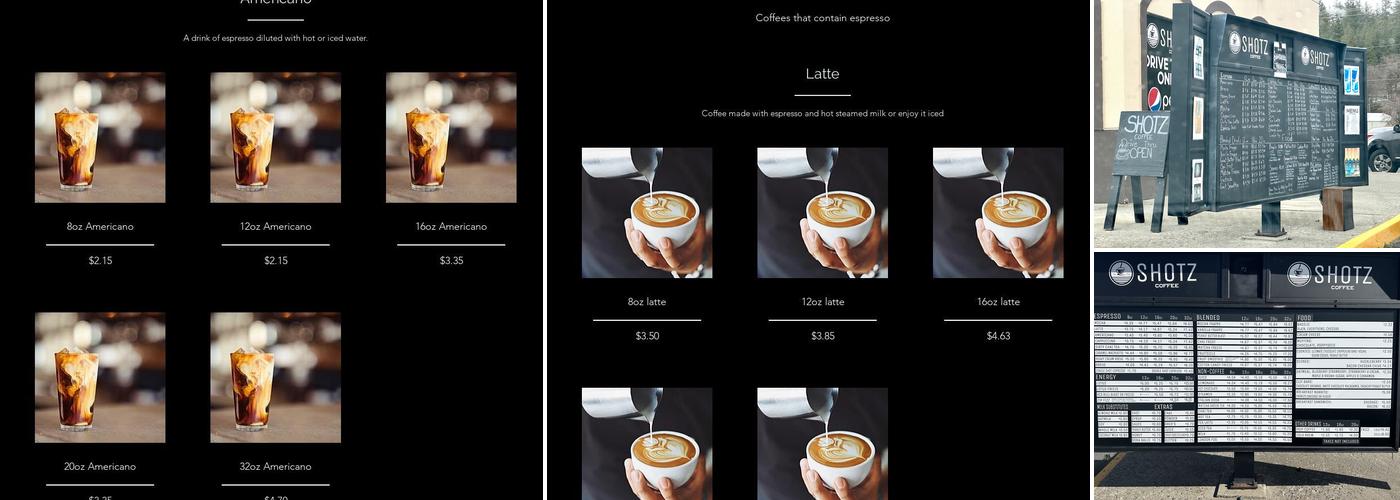 Shotz Coffee Menu