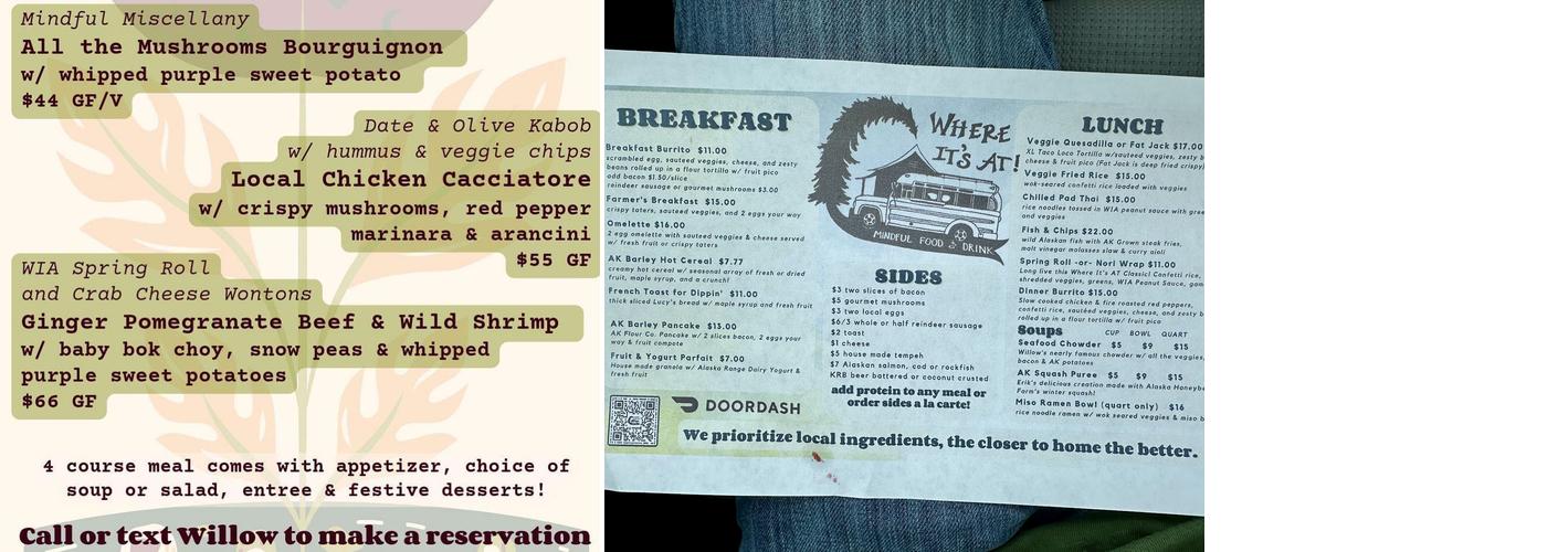 Where It's At! mindful food & drink Menu