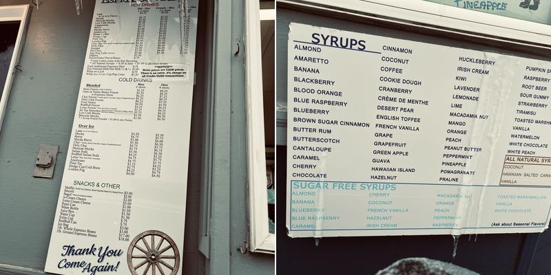 Feller's Espresso Wagon Menu