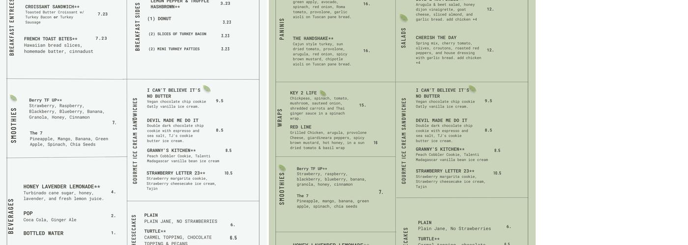 7322 Chicago Cafe Menu