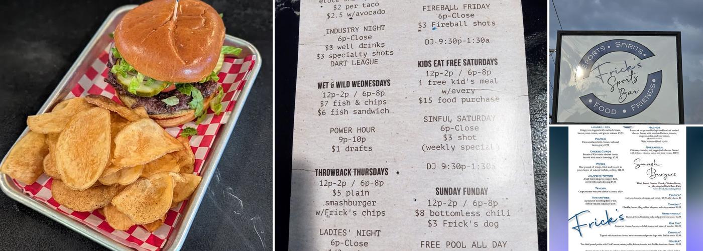 Frick's Sports Bar Midland Menu