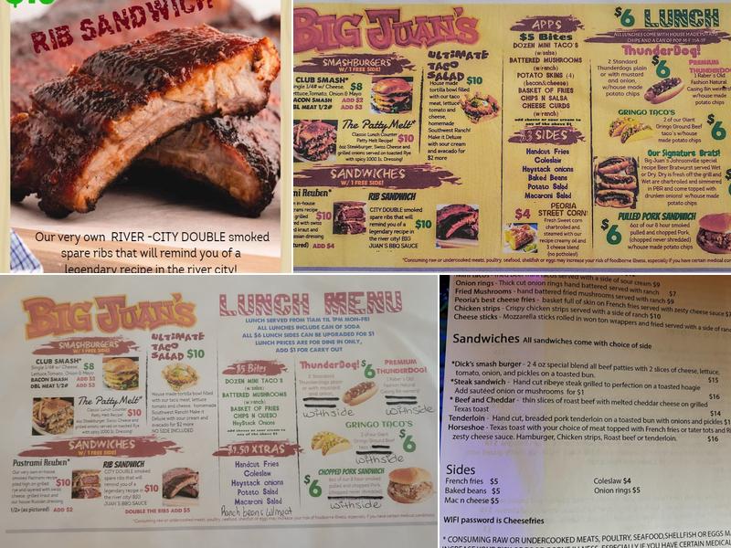 Big Juan's Tejano smokehouse and cantina Menu