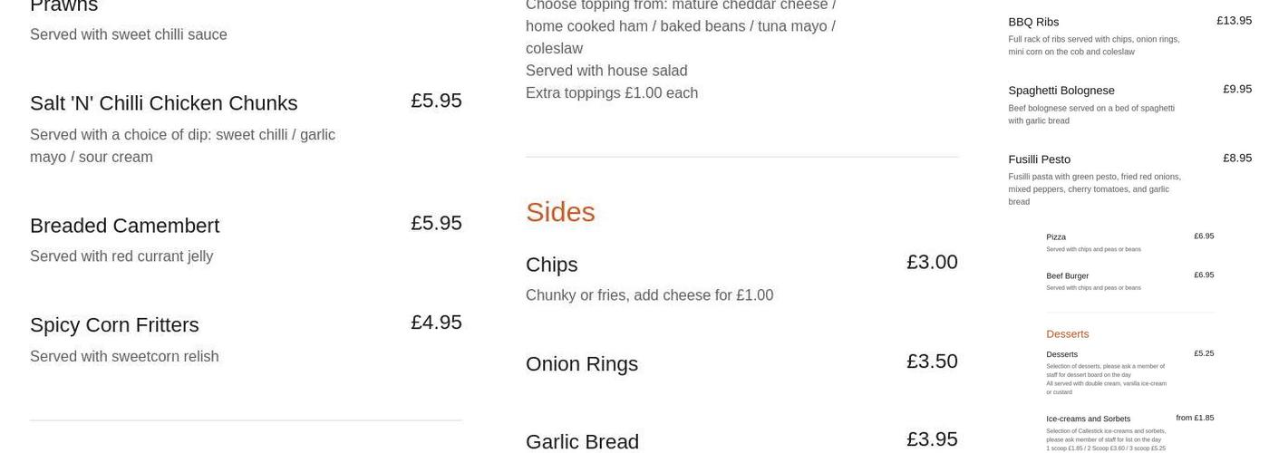 The Windmill Bar & Bistro Menu