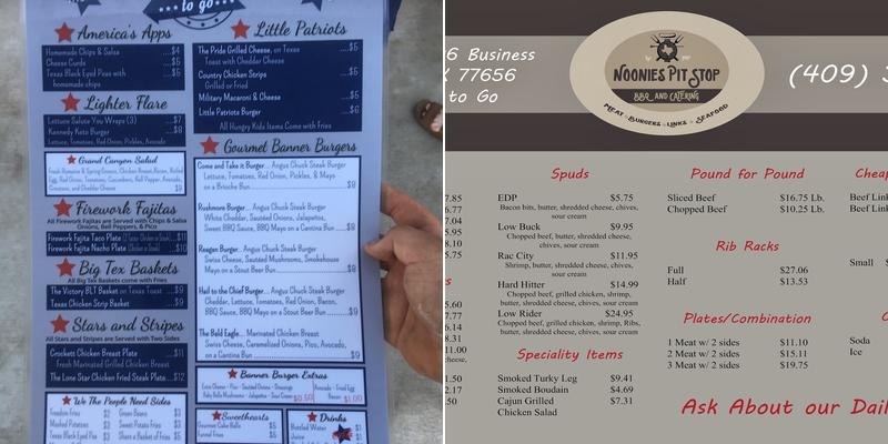Noonies Pavilion Menu