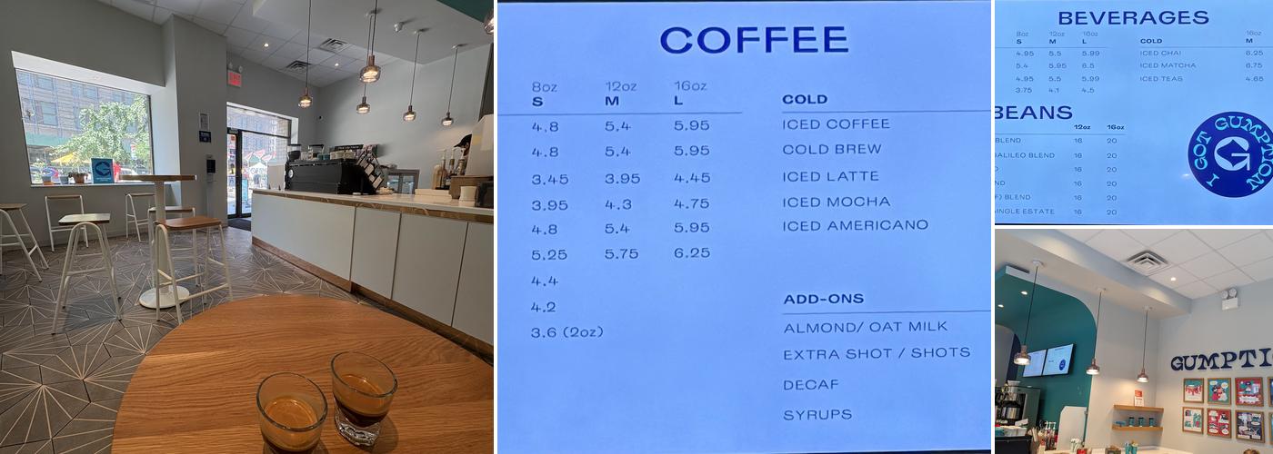 Gumption Coffee Menu