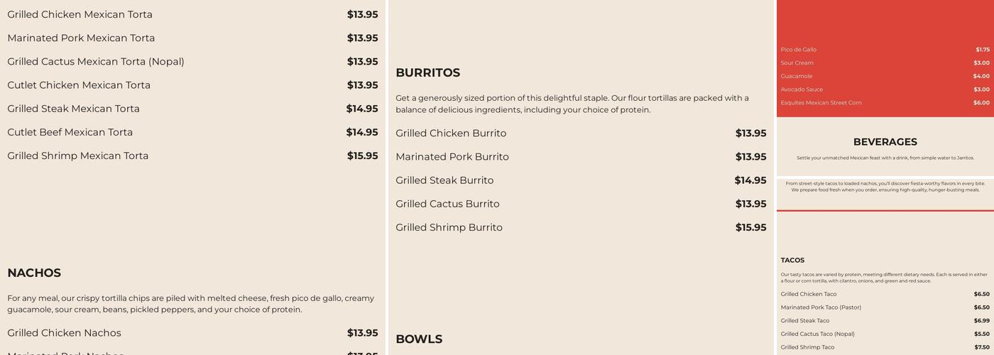 Los Tacos Hermanos Menu