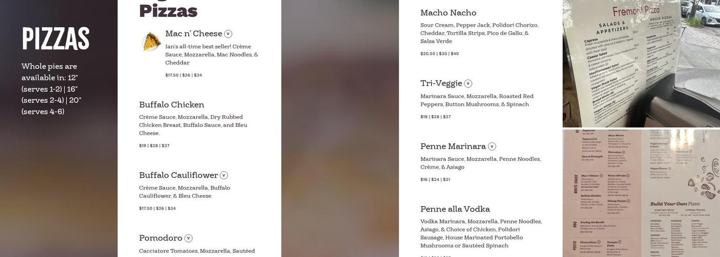 Ian's Pizza Fremont Menu