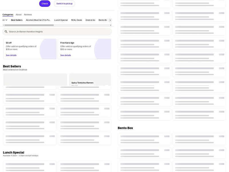 Jin Ramen Hamilton Heights Menu