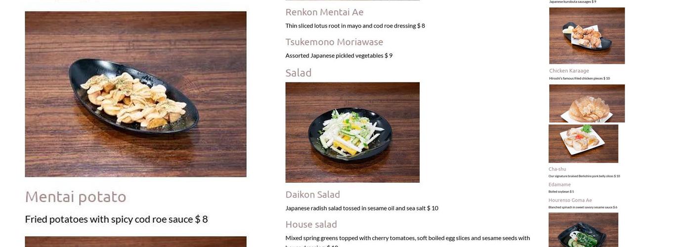 Ramen Hiroshi San Francisco Menu