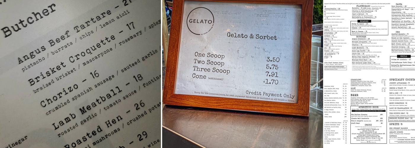 Plado Tasting Bar Menu