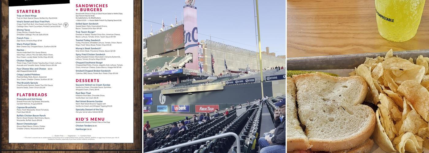 Truly On Deck @ Target Field Menu