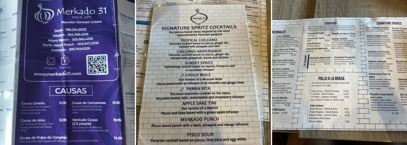 Chullos Menu
