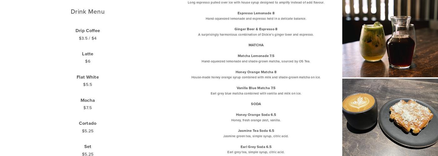 Prototype Coffee Menu