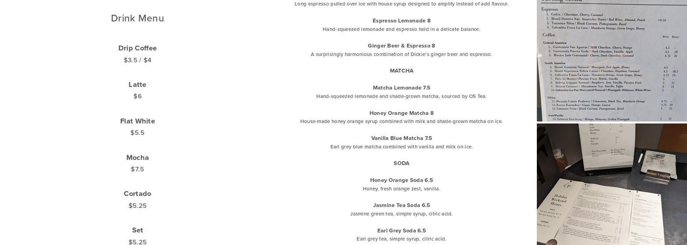Prototype Coffee Menu