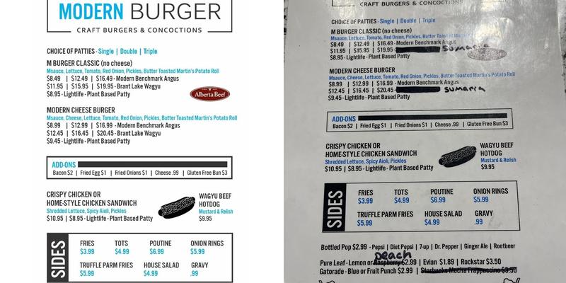 Modern Burger Menu