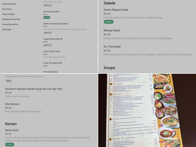 Hoang Long 888 Menu