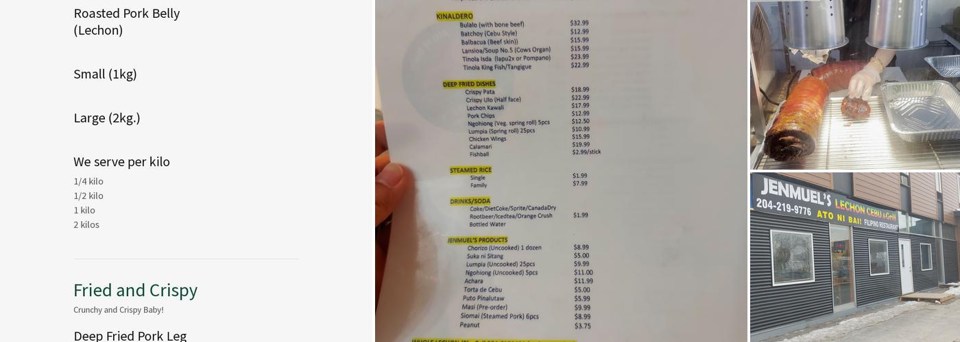 Jenmuels Lechon Cebu and Grill MCPHILLIPS Menu