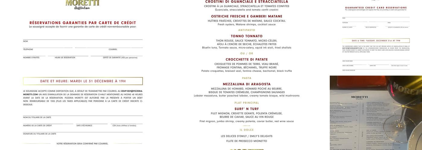 Pizzeria Moretti Downtown Menu