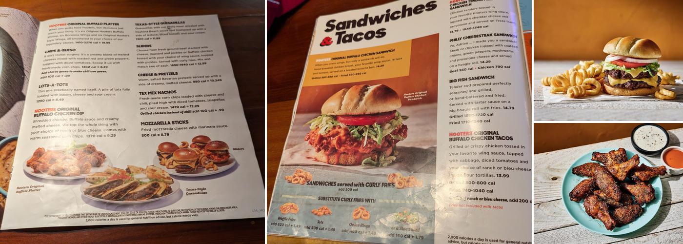 Hooters Menu