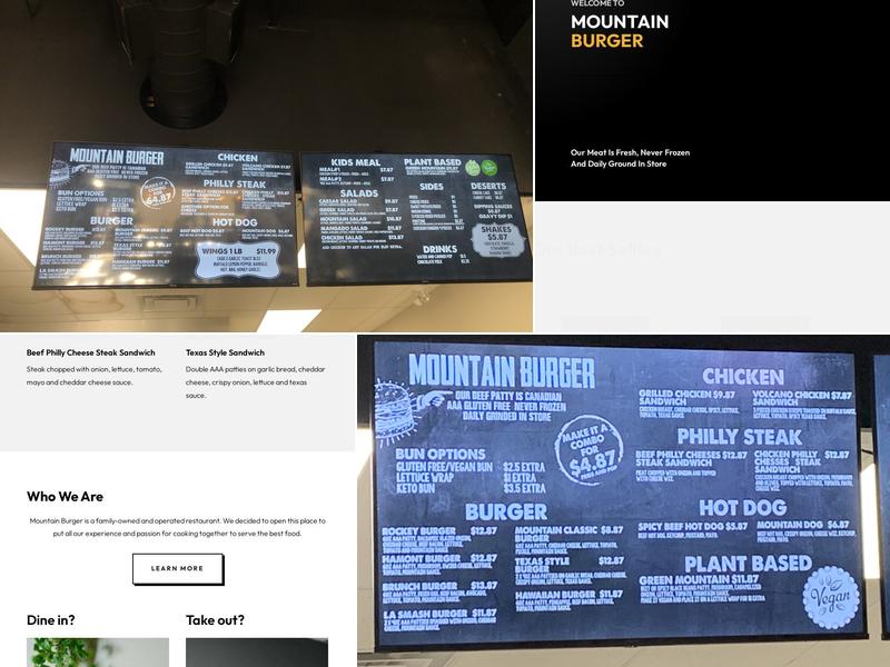 Mountain Burger Menu