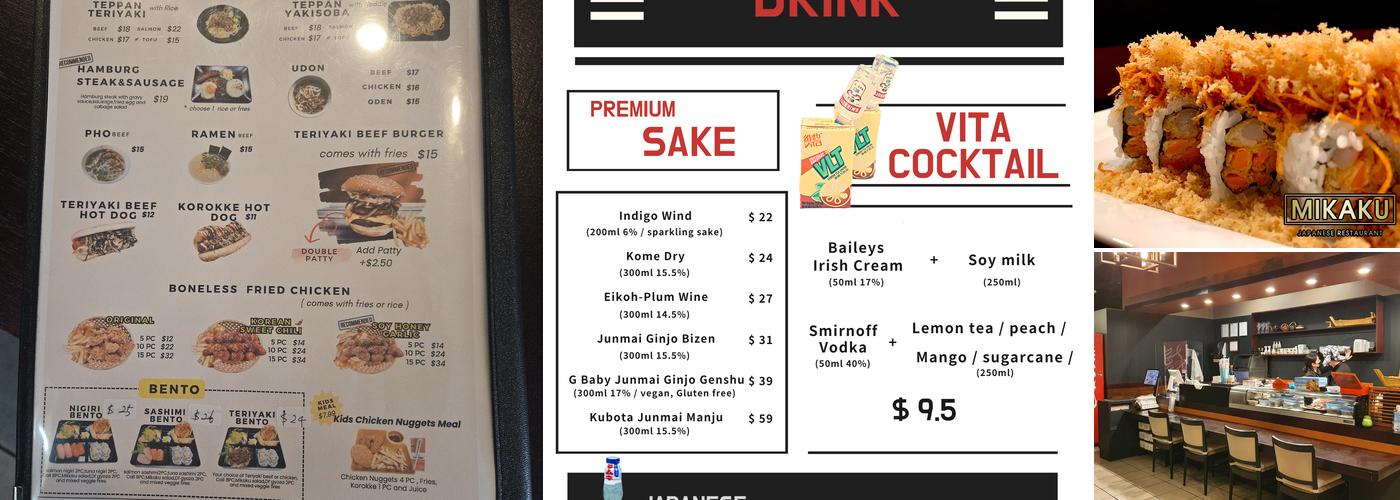 MIKAKU JAPANESE RESTAURANT Menu