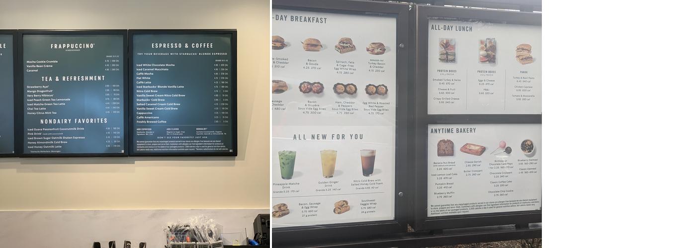 Starbucks Coffee Company Menu