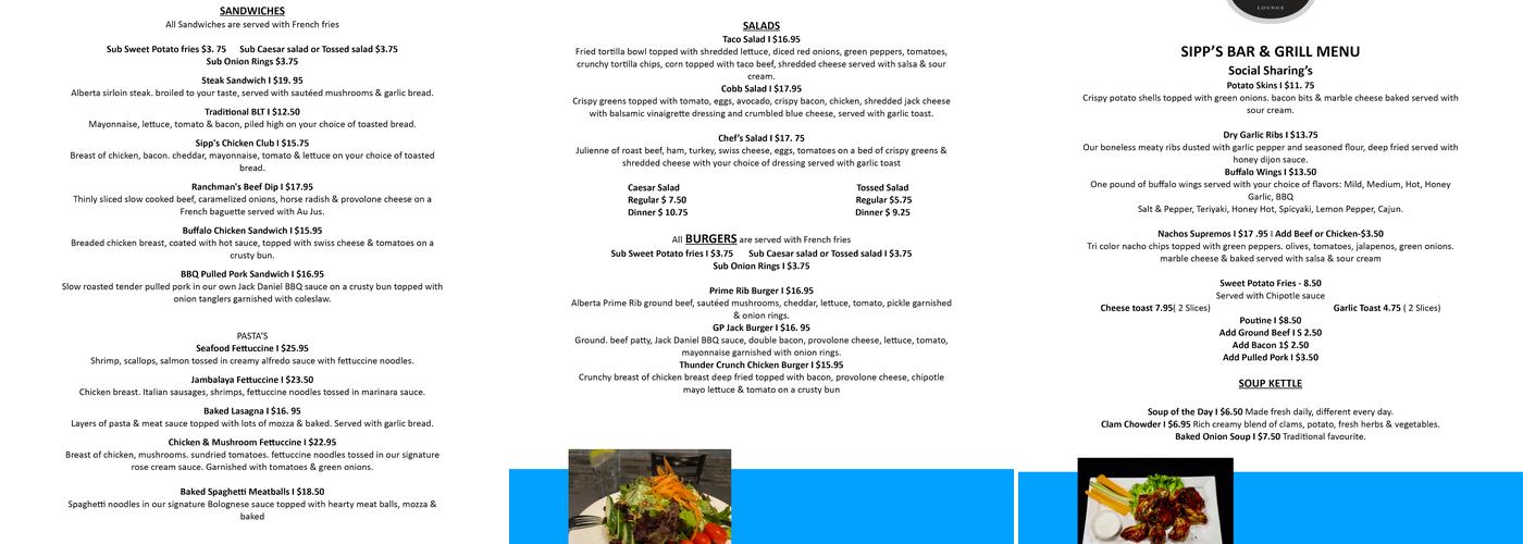 Sipps Bar & Grill Menu