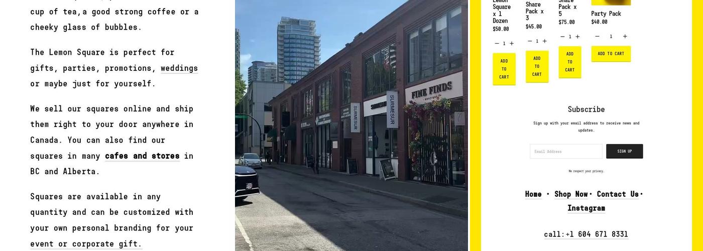 The Lemon Square - Yaletown Menu