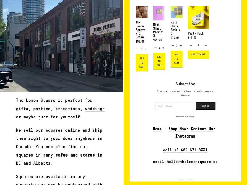 The Lemon Square - Yaletown Menu