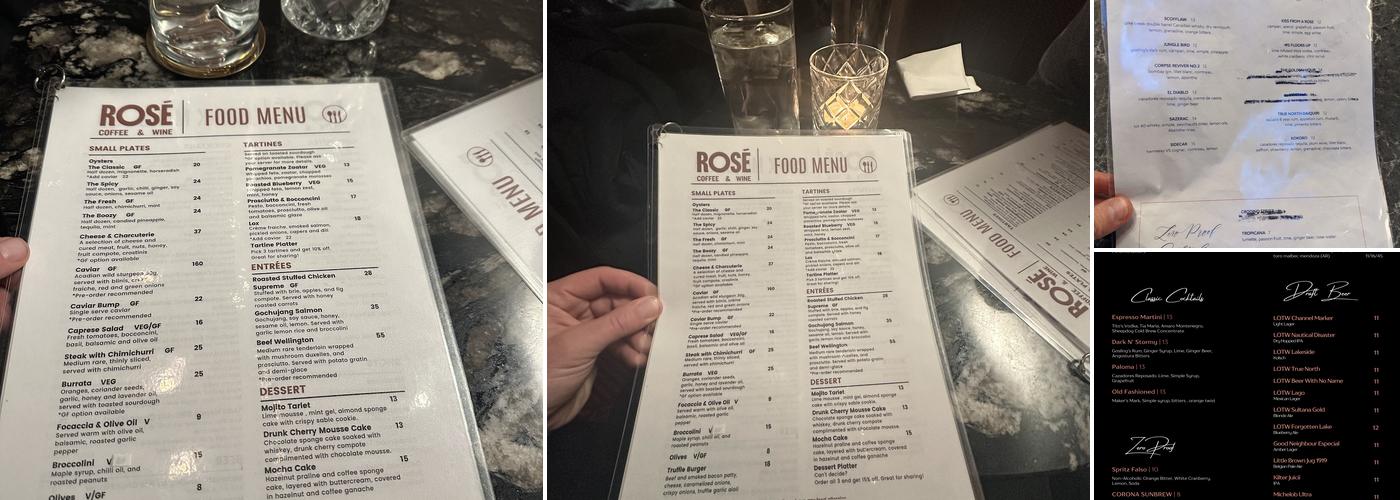 Rose Bar Menu