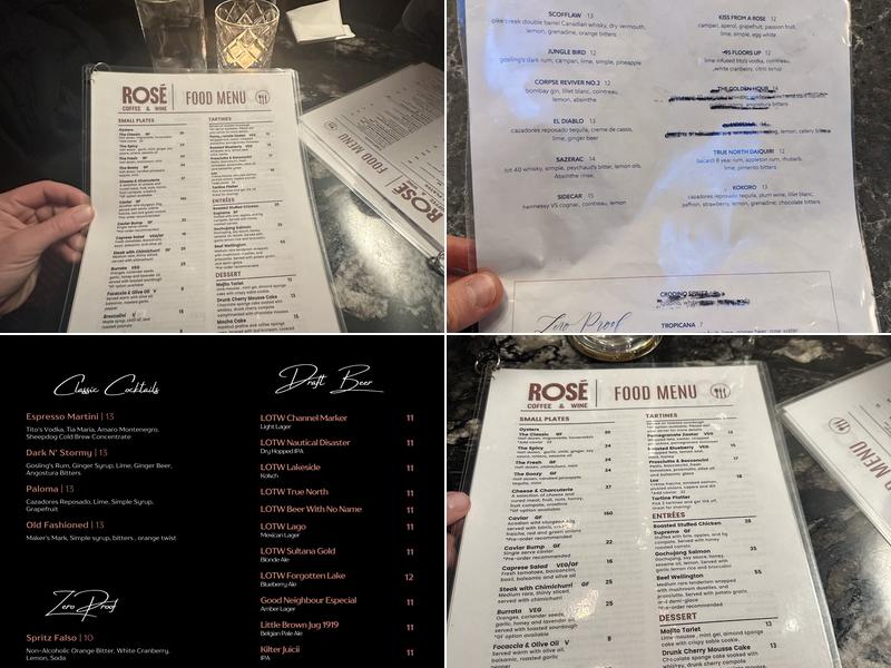 Rose Bar Menu