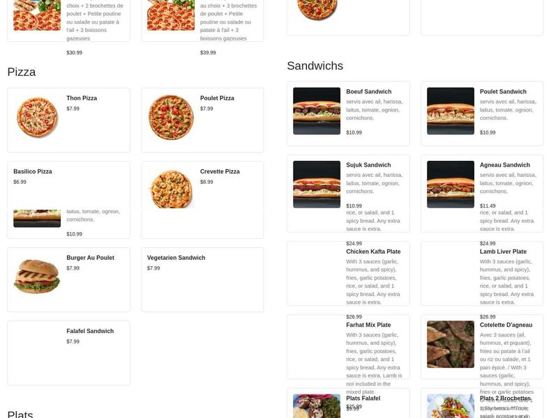 Farhat Swail Montréal Menu