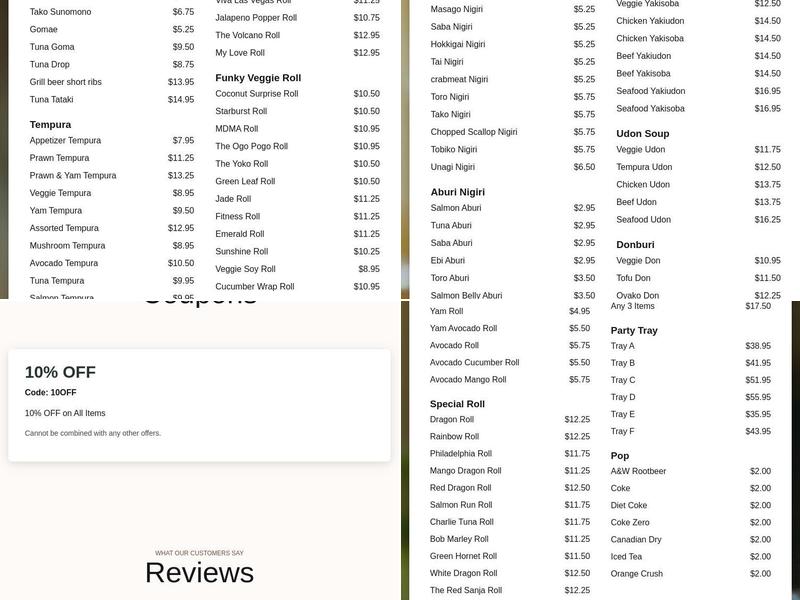 River Sushi Menu