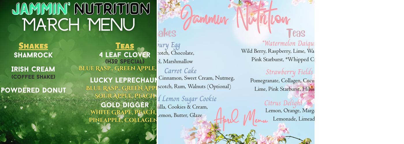 Jammin' Nutrition Menu