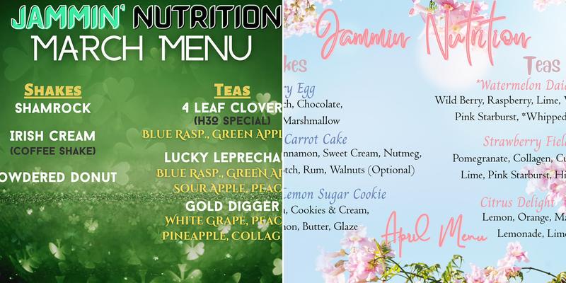 Jammin' Nutrition Menu