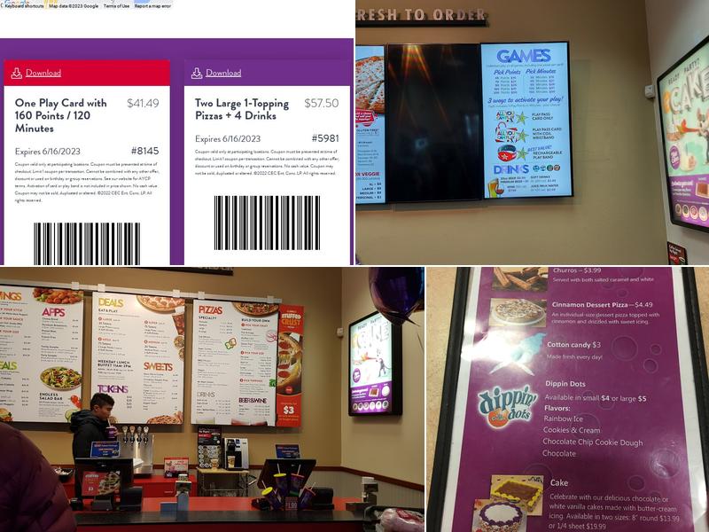 Chuck E. Cheese Menu