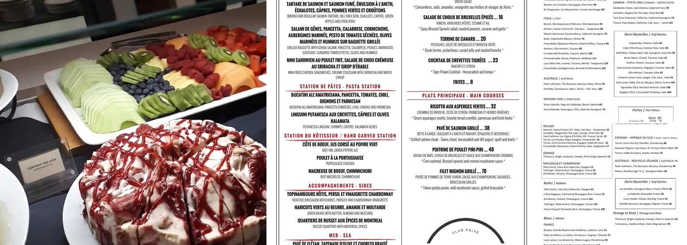 Restaurant La Mise au Jeu Menu