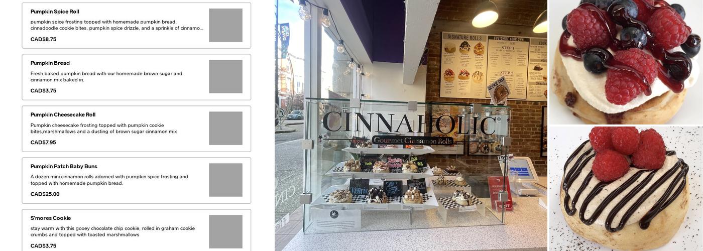 Cinnaholic Menu