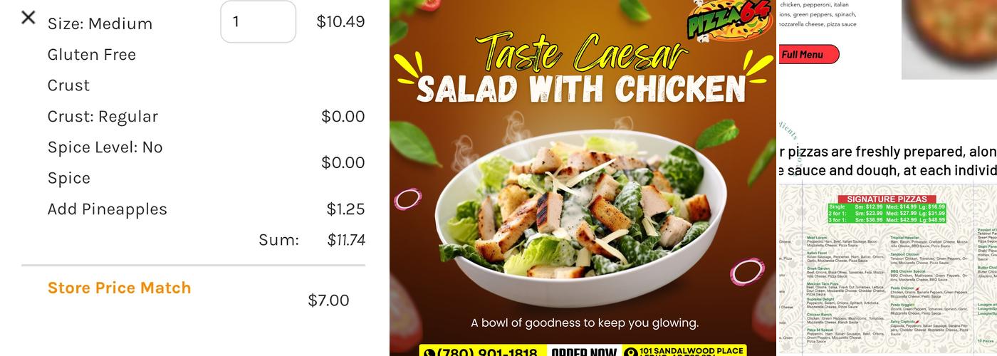 Pizza 64 Leduc, AB Menu