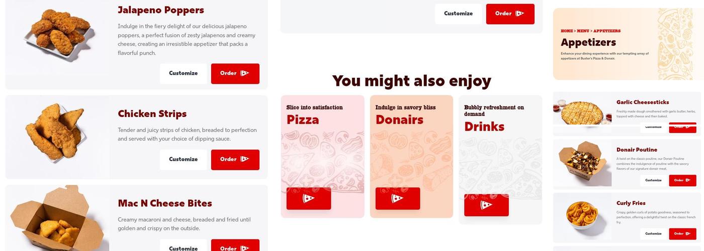 Buster's Pizza & Donair Menu